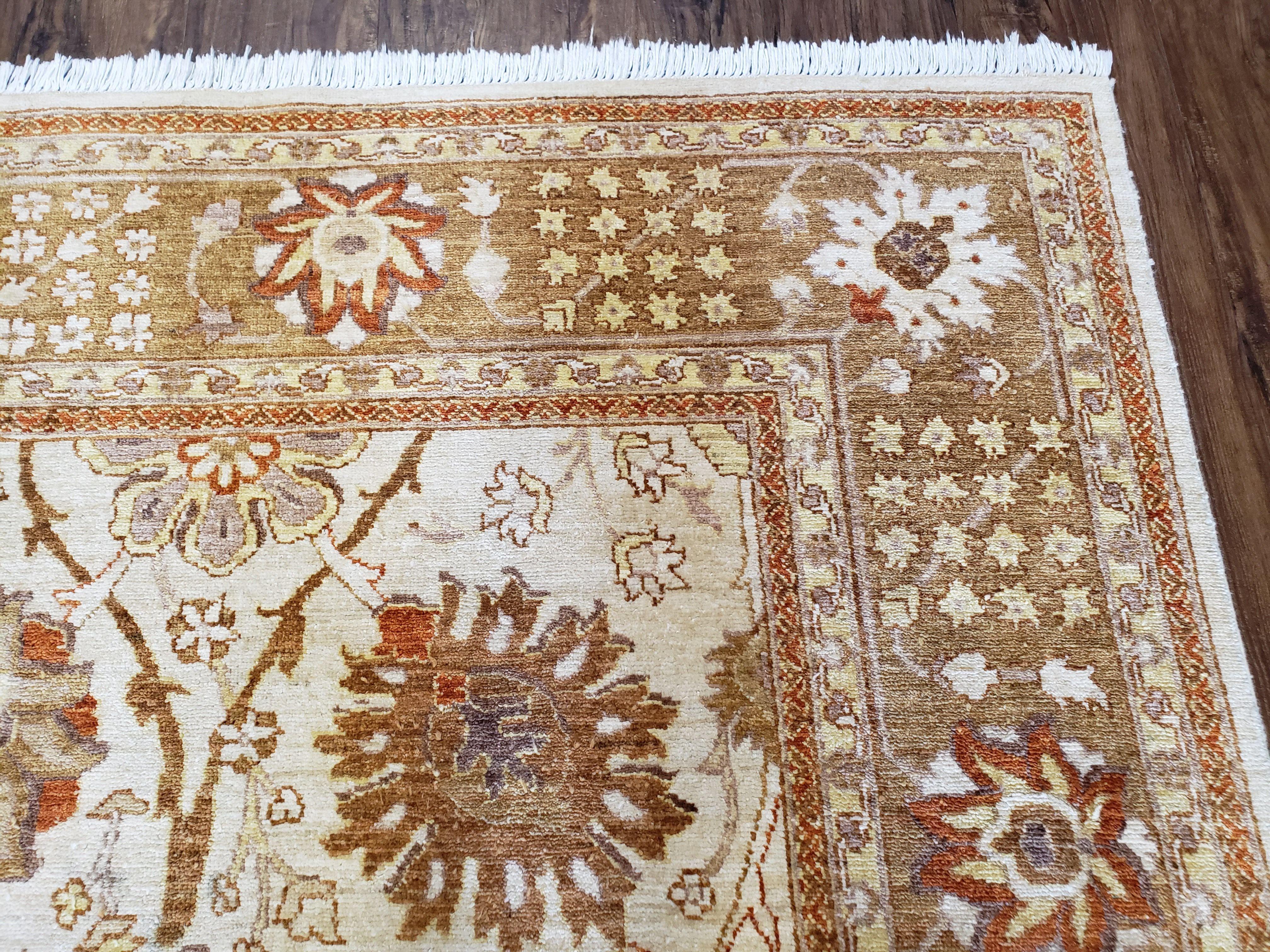 8x10 Oushak Rug, Pakistani Peshawar Wool Carpet, Beige Tan