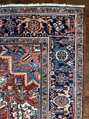 Antique Persian Heriz Rug – 11x16 Palace Size, Geometric Medallion, 1920s