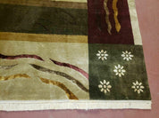 6' X 9' Modern Handmade Tibetan Nepal Wool & Silk Rug Decorative Abstract Gold