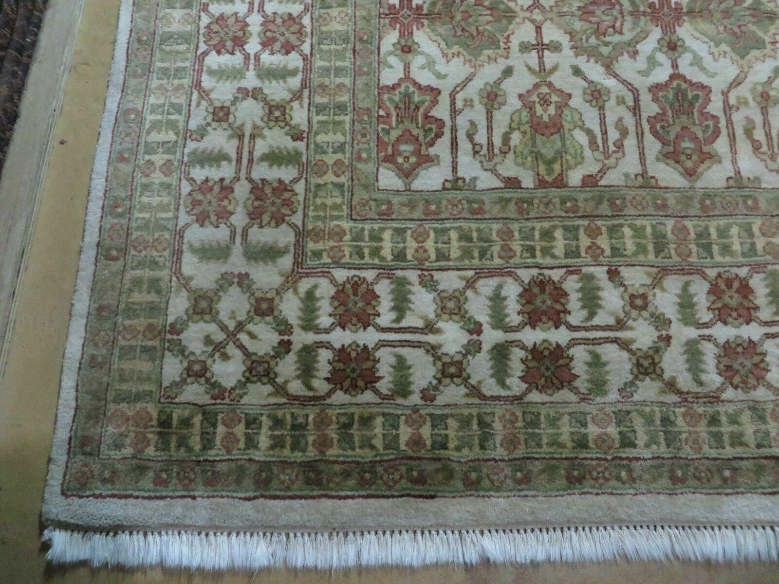 8' 5" X 12' Handmade India Agra Floral Oriental Wool Rug Tea Washed Carpet Nice
