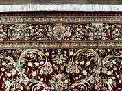 Burgundy Persian Rug 8x10, Pak Persian Floral Carpet, Very Fine 300 KPSI