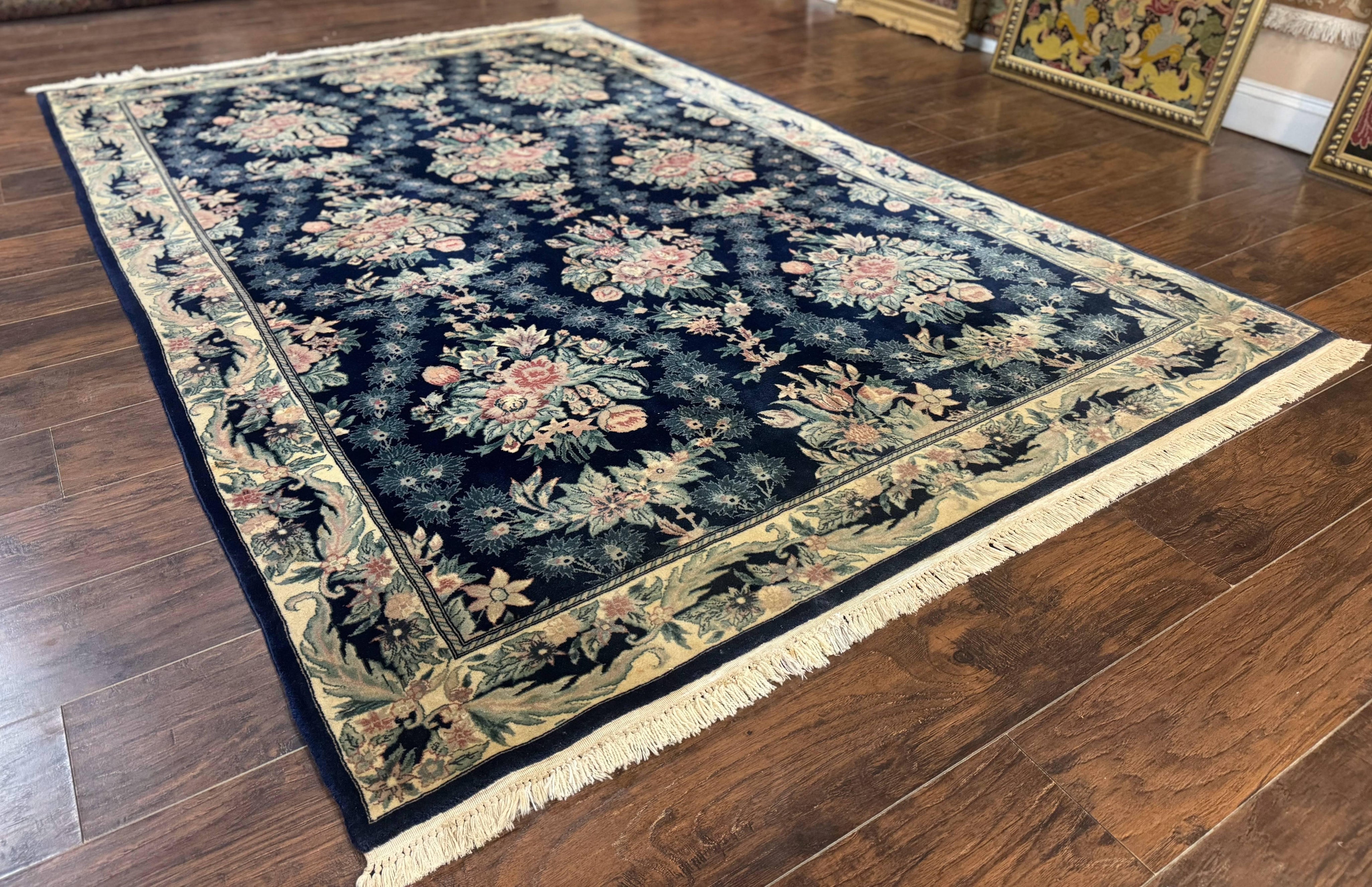 Sino Persian Rug 6x9, Navy Blue, Floral
