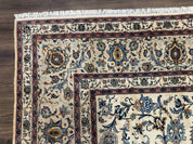 Persian Kashan Rug 10x14, Bone - Beige and Blue, Allover Pattern, Traditional Persian Carpet, Fine 260 KPSI