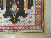 Antique Moroccan Runner Rug 3x7, Moroccan Prayer Rug, Double Mehrab Prayer Arches, Black and Red, Hand-Knotted Wool Carpet, Hallway Rug Nice