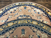 Antique Round Chinese Wool Rug 8x8, Chinese Peking Carpet, Asian Oriental Carpet 8 x 8 ft, Chinese Art Deco Rug, Nichols Rug