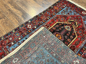 Antique Persian Tribal Rug 4x7, Wool Handmade 1920s Carpet, Red Blue, Persian Hamadan Rug