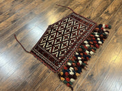 Antique Turkoman Camel Trapping, Turkoman Asmalyk, Red Black Ivory, Handmade, Hand Knotted Tribal Collectible Rug, Rare