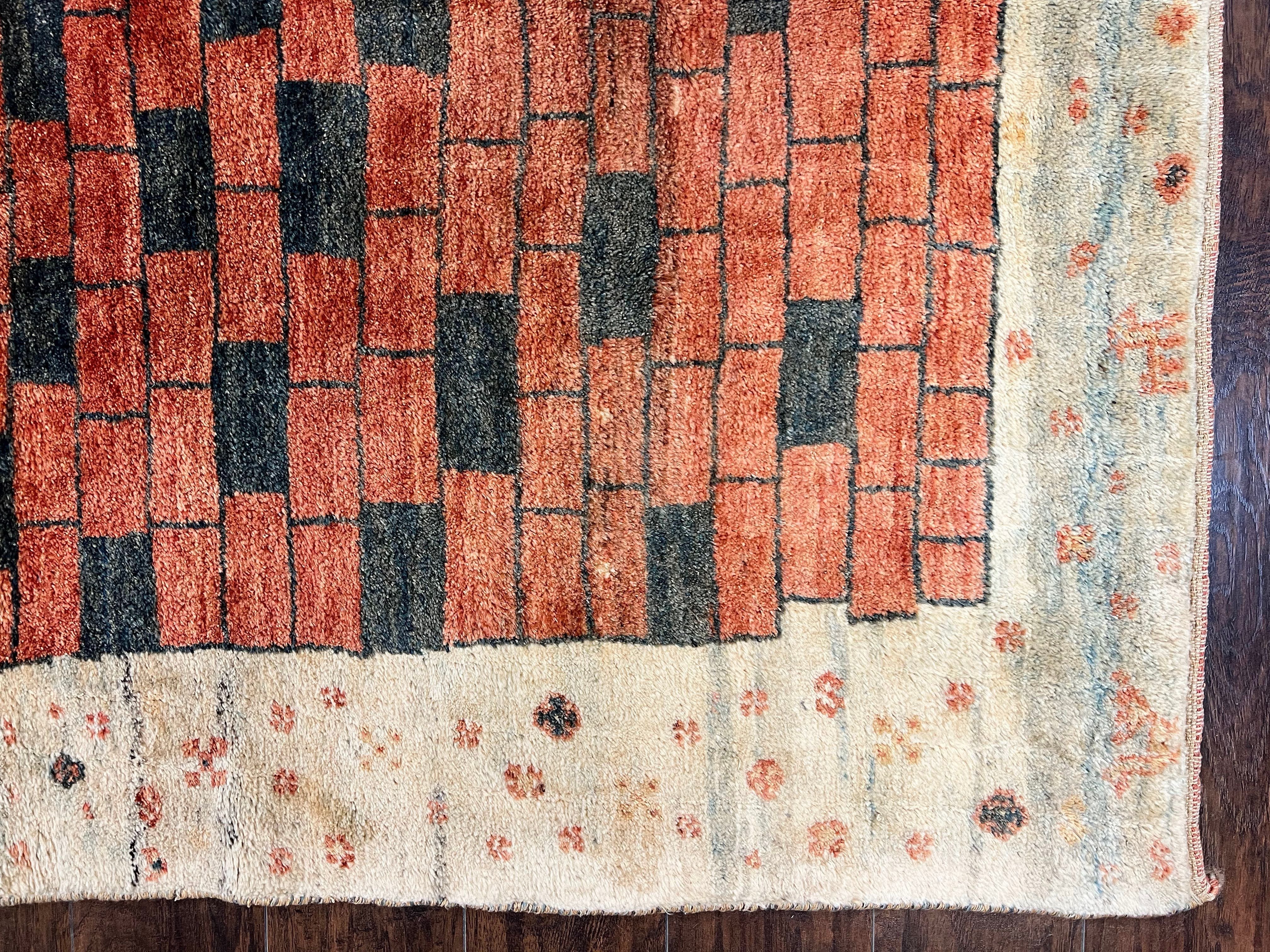 Persian Gabbeh Rug 6x8 ft, Wool Handmade Tribal Rug