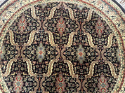 Round Indo Persian Rug 6x6, Indian Bidjar Rug, Navy Blue and Beige