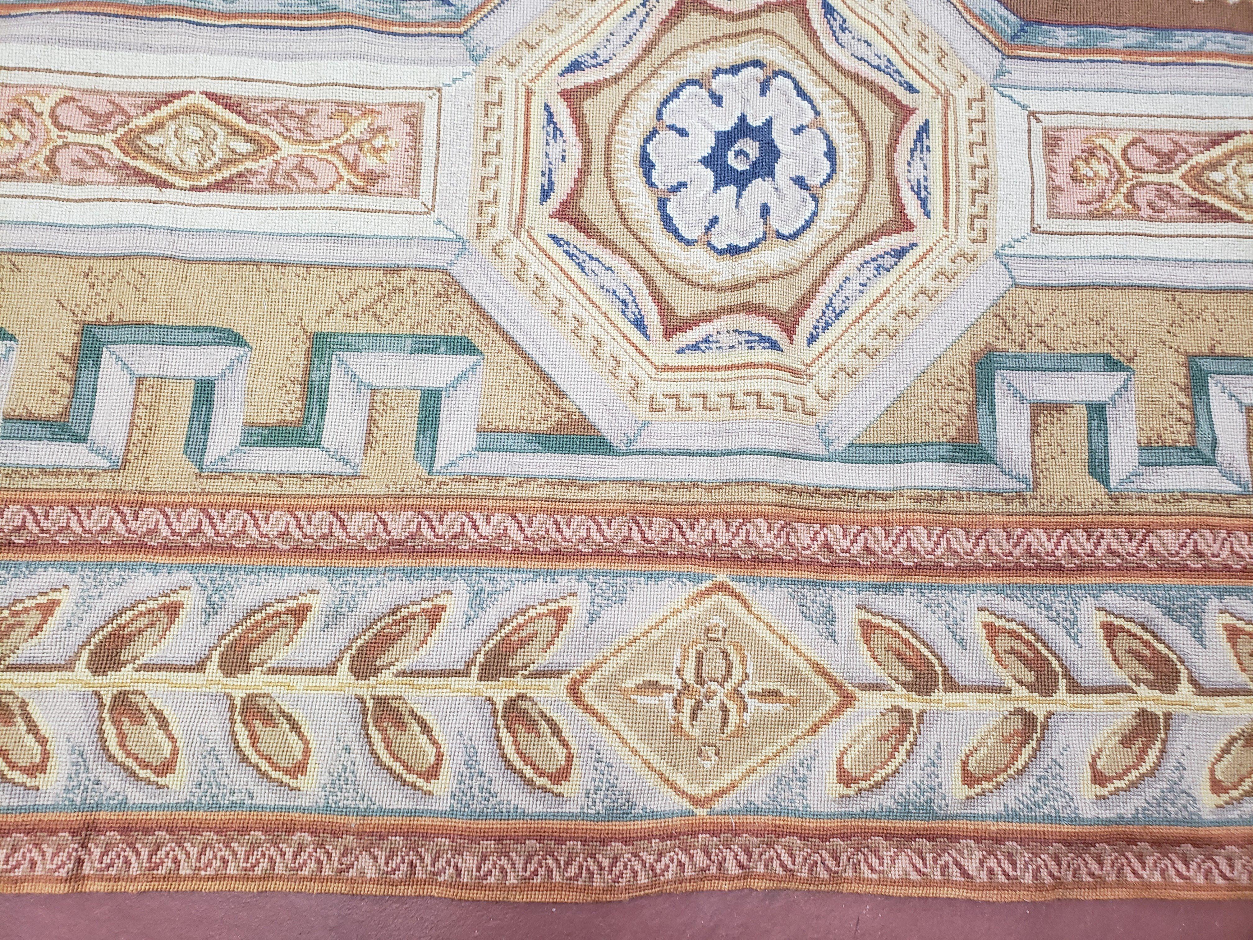 New Chinese Needlepoint Rug 8x14 - 9x14, French European Panel Design, Elegant Dining Room Rug, Flatweave Hand Woven Carpet, Handmade, Wool