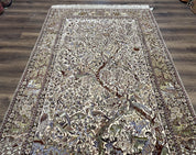 Persian Isfahan Rug 5x8 - Tree of Life, Animal Pictorials, Kork Wool & Silk