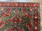 Antique Persian Tribal Rug 5x7, Geometric Wool Carpet, Kurdish Senneh Rug