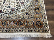 Wonderful Persian Tabriz Rug 7x10, Floral Medallion, Very Fine Oriental Carpet, Ivory