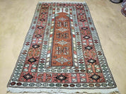 4' X 7' Antique Handmade Turkish Melas Oushak Wool Rug