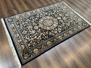 Sino Persian Rug 4x6, Very Fine 260 KPSI, Floral Medallion, Hand Knotted Wool Carpet