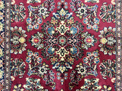 Karastan Rug 4.6 x 6 Lanamar Sarouk #5528, Red Wool Karastan Oriental Carpet, Discontinued, Antique, Wool Pile