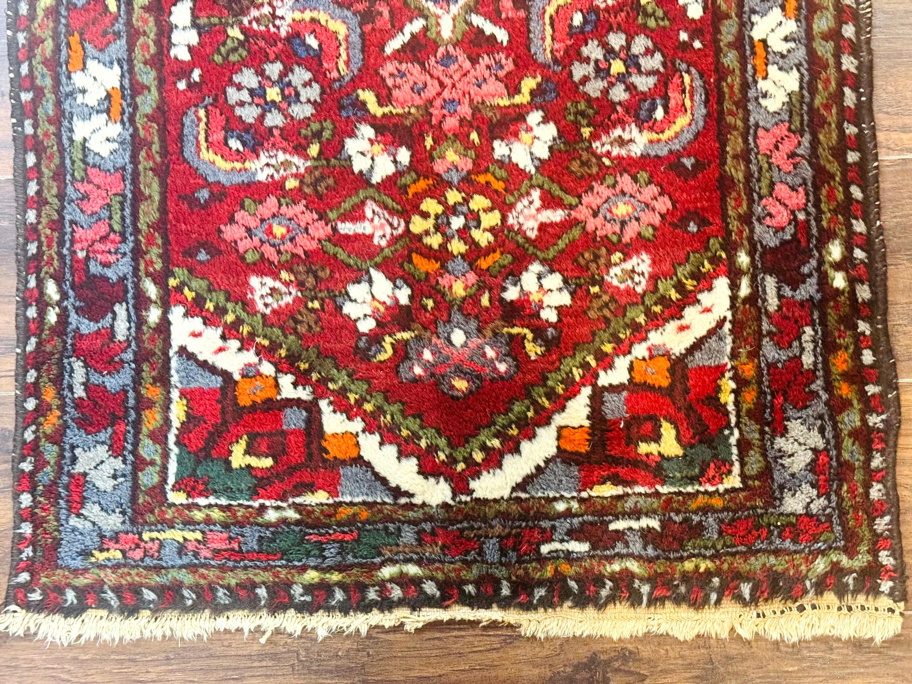 Small Red Persian Tribal Rug 2.6 x 4, Wool Rug, Persian Hamadan Rug