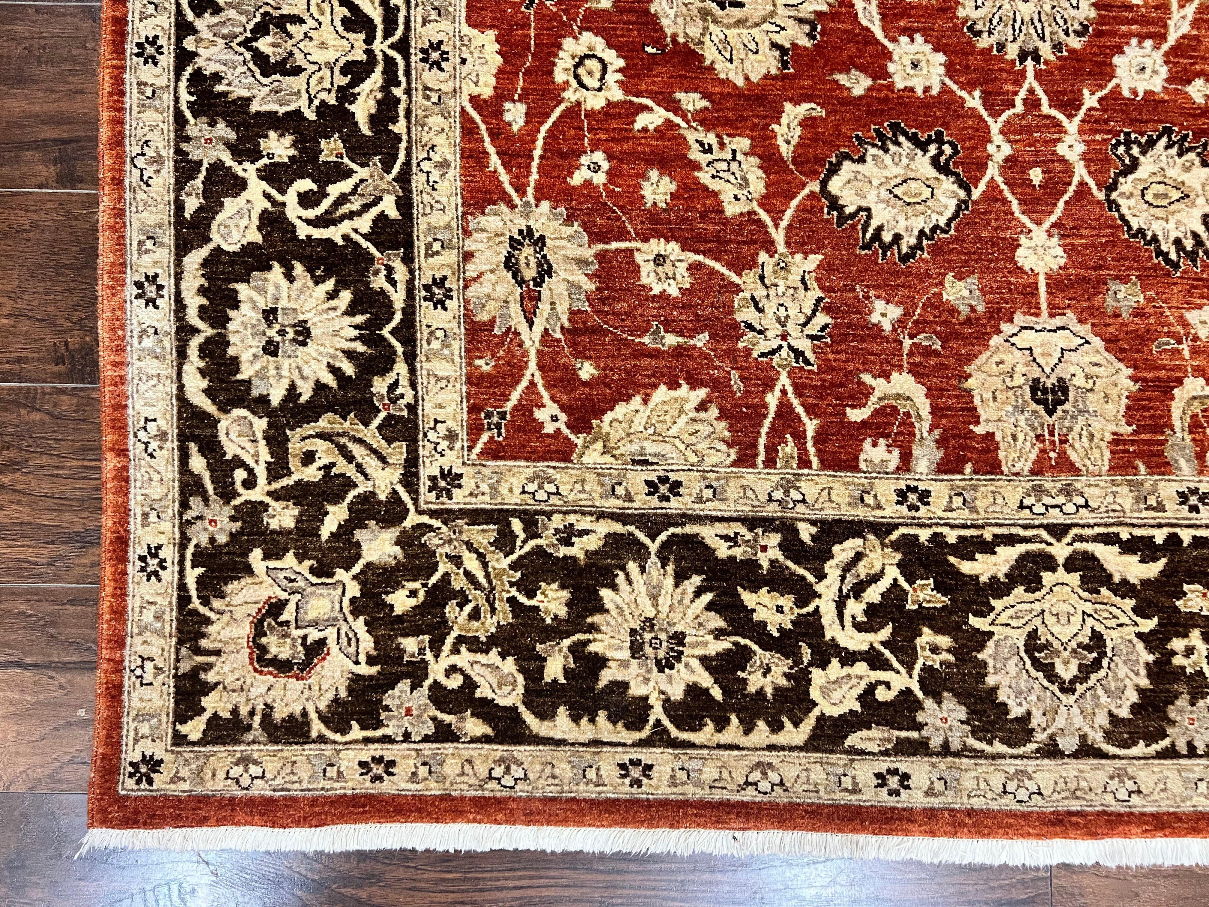 Pakistani Oriental Rug 6x9, Red, Floral Allover, Handmade Wool Rug, Peshawar Chobi Rug, Pak Persian Carpet 6 x 9