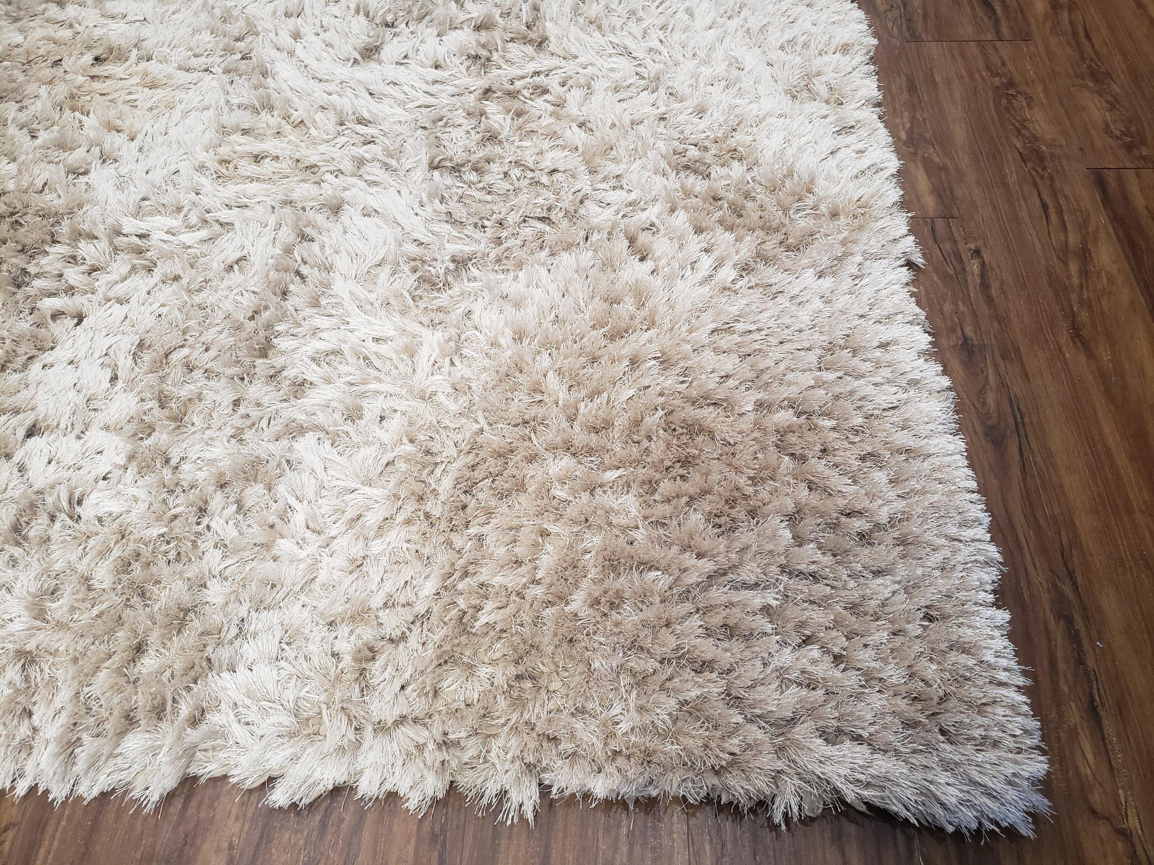 Ivory Shag Rug 6x7, Flokati Carpet, Shaggy Soft Plush Pile Area Rug, Modern Contemporary