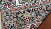 Indian Kashmiri Silk Rug 6x10, Ivory, Floral Medallion