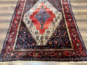 Antique Persian Kurdish Senneh Rug 4x5 Tribal Carpet Wool Geometric Medallion