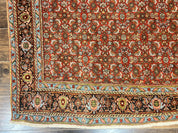 Antique Persian Bidjar Rug 5x7, Repeated Allover Herati Pattern, Red, Handmade Wool Carpet