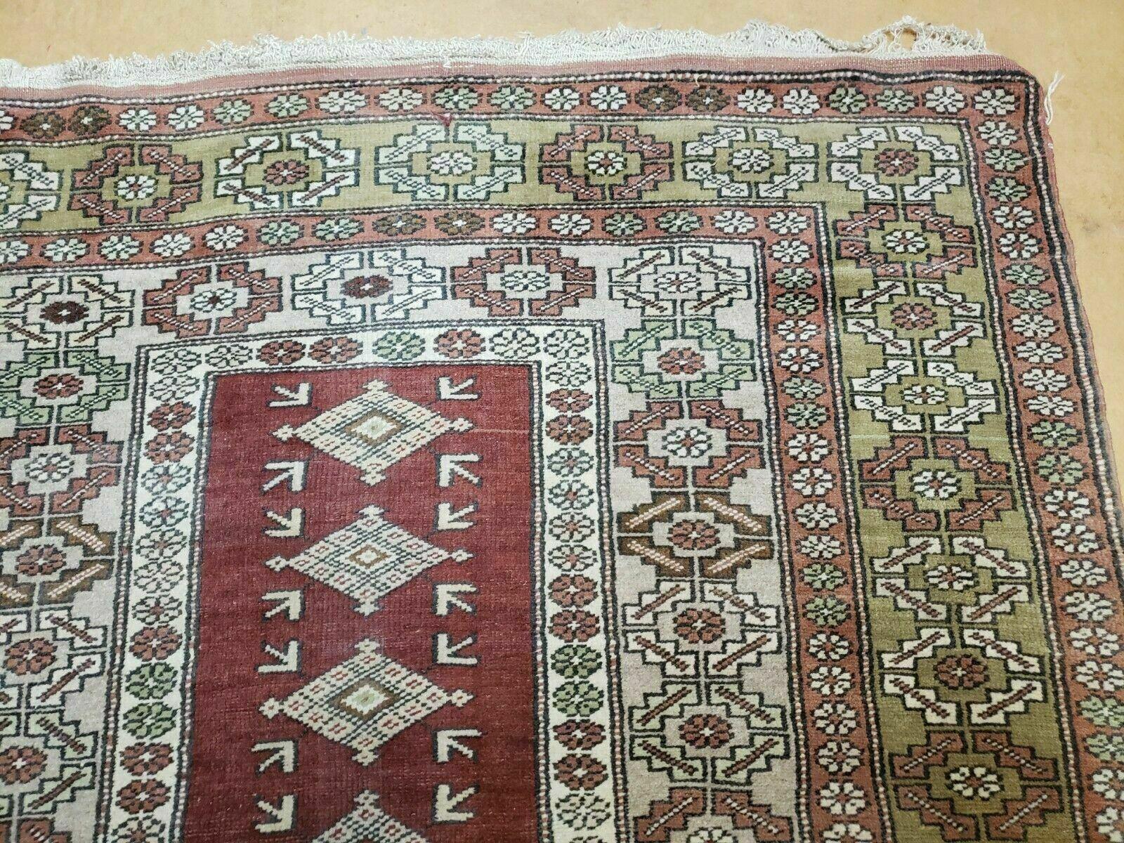 4' X 8' Antique Handmade Turkish Melas Oushak Wool Rug