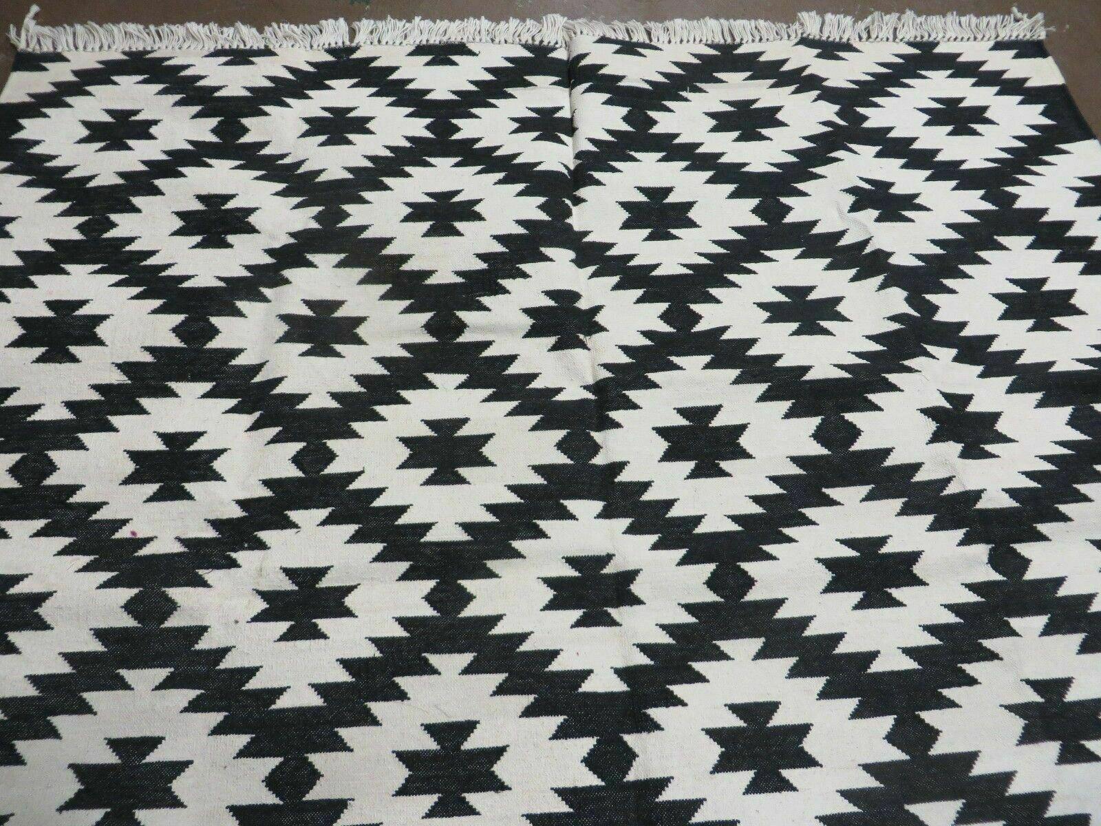 4' X 6' Hand Woven Wool Rug Contemporary Kilim Dhurrie Modern Oriental Area Rug