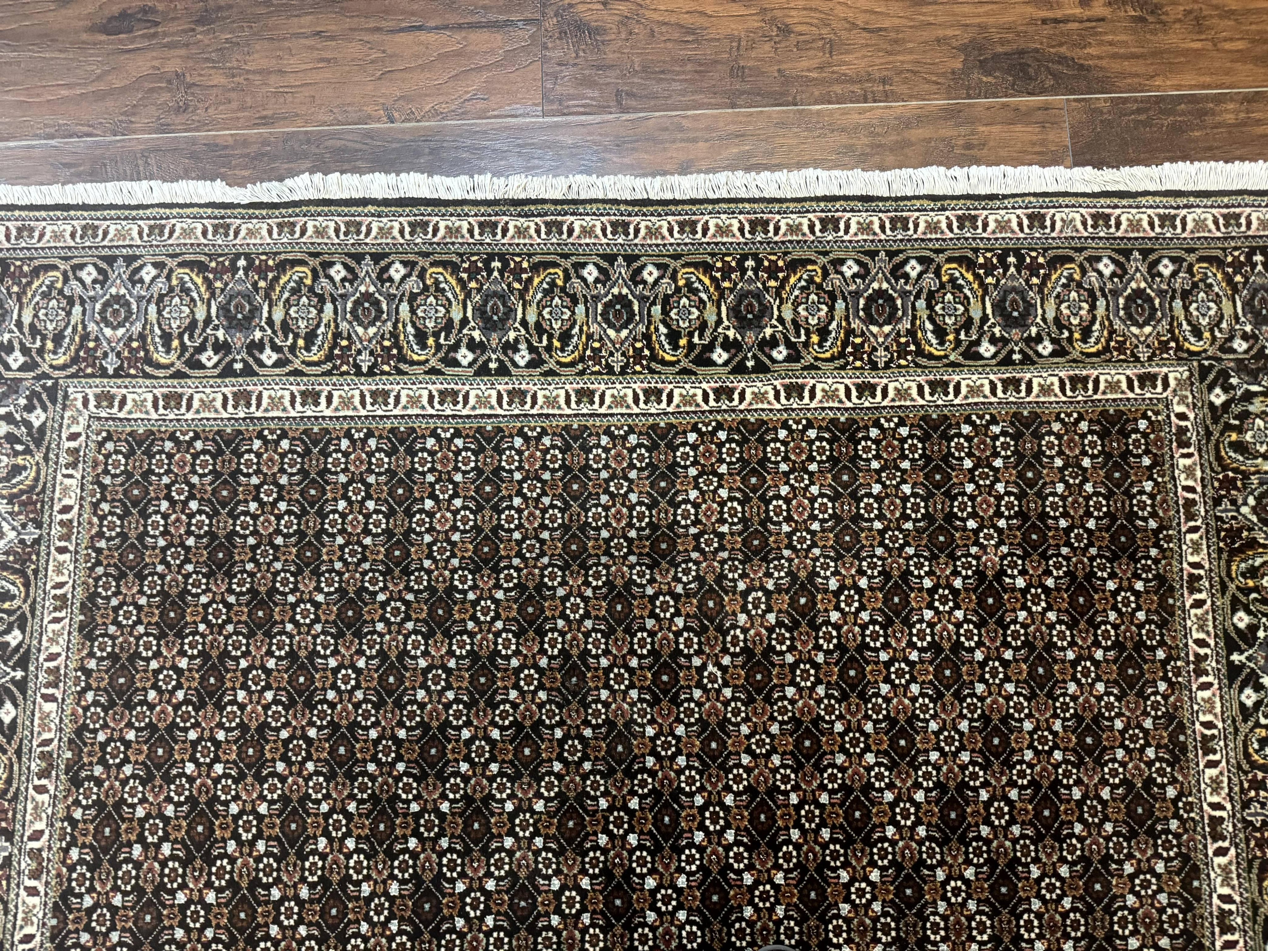 Persian Tabriz Rug 5x7, Black, Allover Pattern