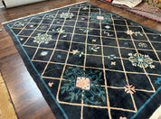 Tibetan Rug 9x12, Hand Knotted Tibet Nepali Contemporary Carpet 9 x 12 ft, Black and Tan, Handmade Area Rug Room Sized, Nepalese Rug