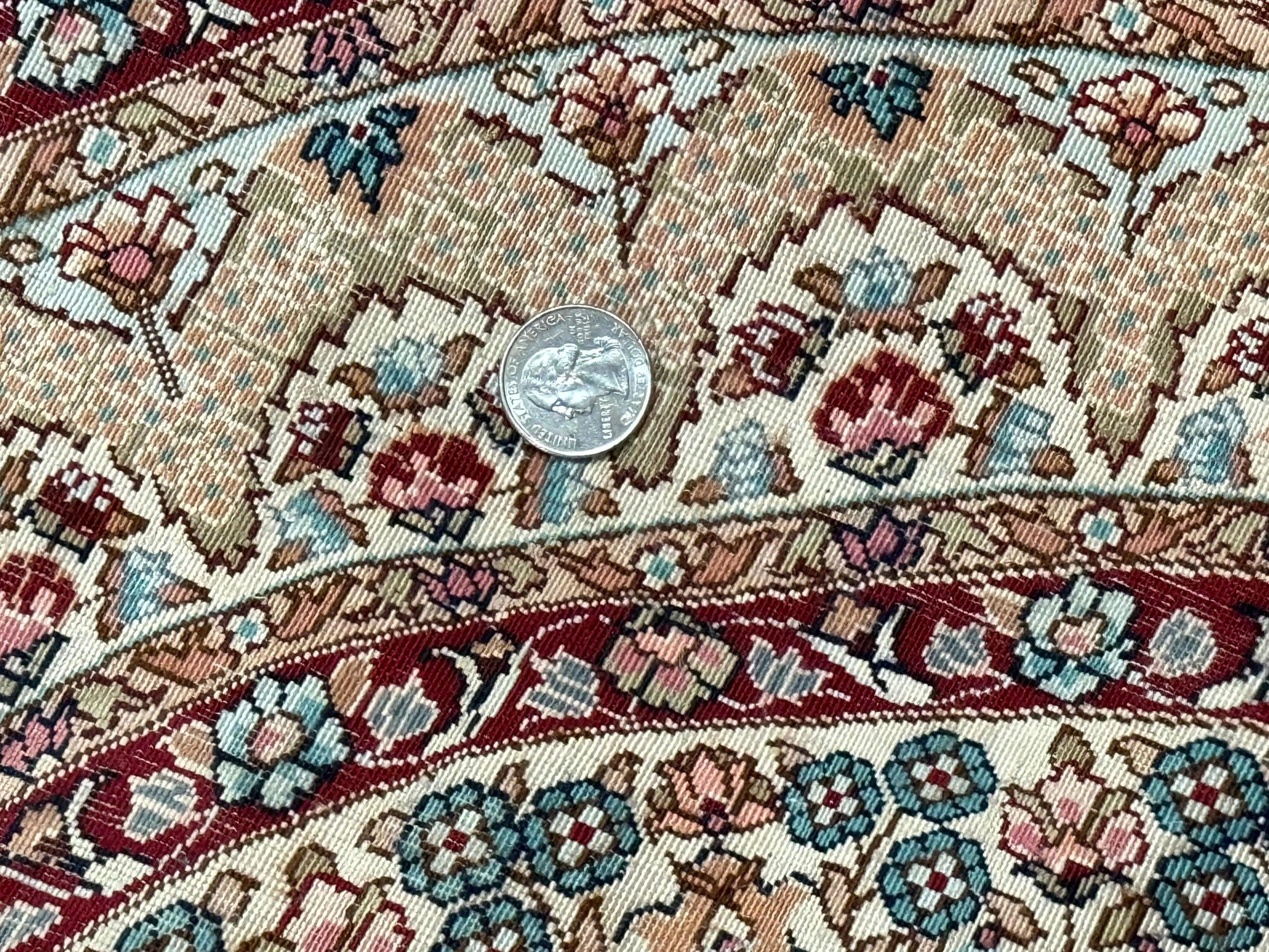 Round Silk Rug 3x3, Extremely Fine 580 KSPI, Sino Persian Round Handmade Carpet, Silk on Silk