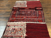 Persian Tribal Nomadic Saddle Cover Rug, Antique, Handmade, Wool, Red Ivory Black, Collectible, Shashavan
