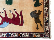 4x6 Rug Handmade Zagros Quality Wool Horses Tribal Hand-Knotted Rug Veggie Dye