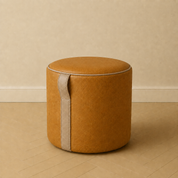 The Saddle Loop Ottoman | Whiskey Brown + Caramel Leather