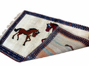 3.5 X 5 Handmade Hand-Knotted Quality Wool Pictorial Brown Horses Animal Rug