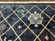 Tibetan Rug 9x12, Hand Knotted Tibet Nepali Contemporary Carpet 9 x 12 ft, Black and Tan, Handmade Area Rug Room Sized, Nepalese Rug