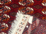 Persian Turkoman Rug 7x9, Red Tribal Carpet