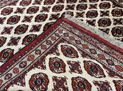 Persian Turkoman Rug 7x8, Almost Square Rare, Hand Knotted, Yamud, Bohemian Rug, Handmade Tribal Rug, Cream Red, Handmade Oriental Carpet