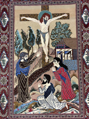 Persian Kashan Pictorial Rug 3x5 - Jesus on Cross