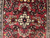 Small Persian Sarouk Rug 2x4 ft, Allover Floral Pattern, Red Black Cream, Hand Knotted Wool Traditional Oriental Carpet, Antique Persian Rug 2 x 4