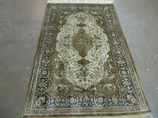 3' X 5' Fine Handmade Chinese Silk Rug Deer Birds Hand Knotted One Of A Kind