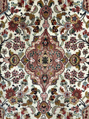 Small Persian Tabriz Rug 2x3, Floral Medallion, Wool and Silk, 340 KPSI
