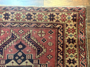 Antique Turkish Sparta Rug 3x6, Geometric Caucasian Kazak Pattern, Handmade