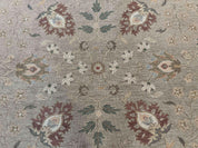 Large Turkish Soumak Rug 10x14, Flatweave Dhurrie, Handmade, Light Green and Salmon