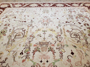 Beige and Maroon Peshawar Rug 10x15, Large Oushak Carpet, Pakistani Rug, Handmade Area Rug, Hand Knotted Rug, Living Room Rug, Nice Wool Rug