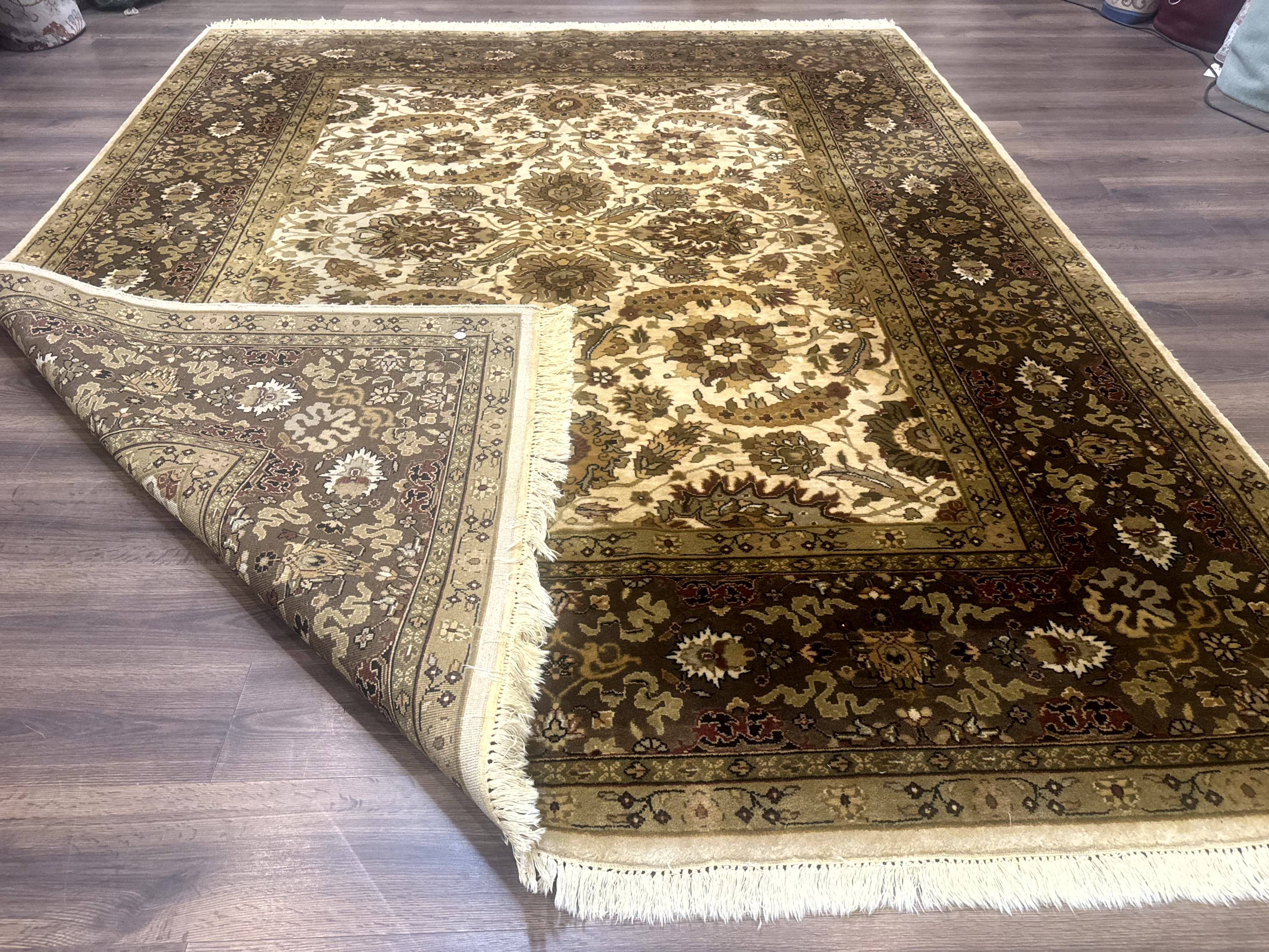 Indo Persian Mahal Rug 8x10, Floral Traditional Wool Oriental Carpet