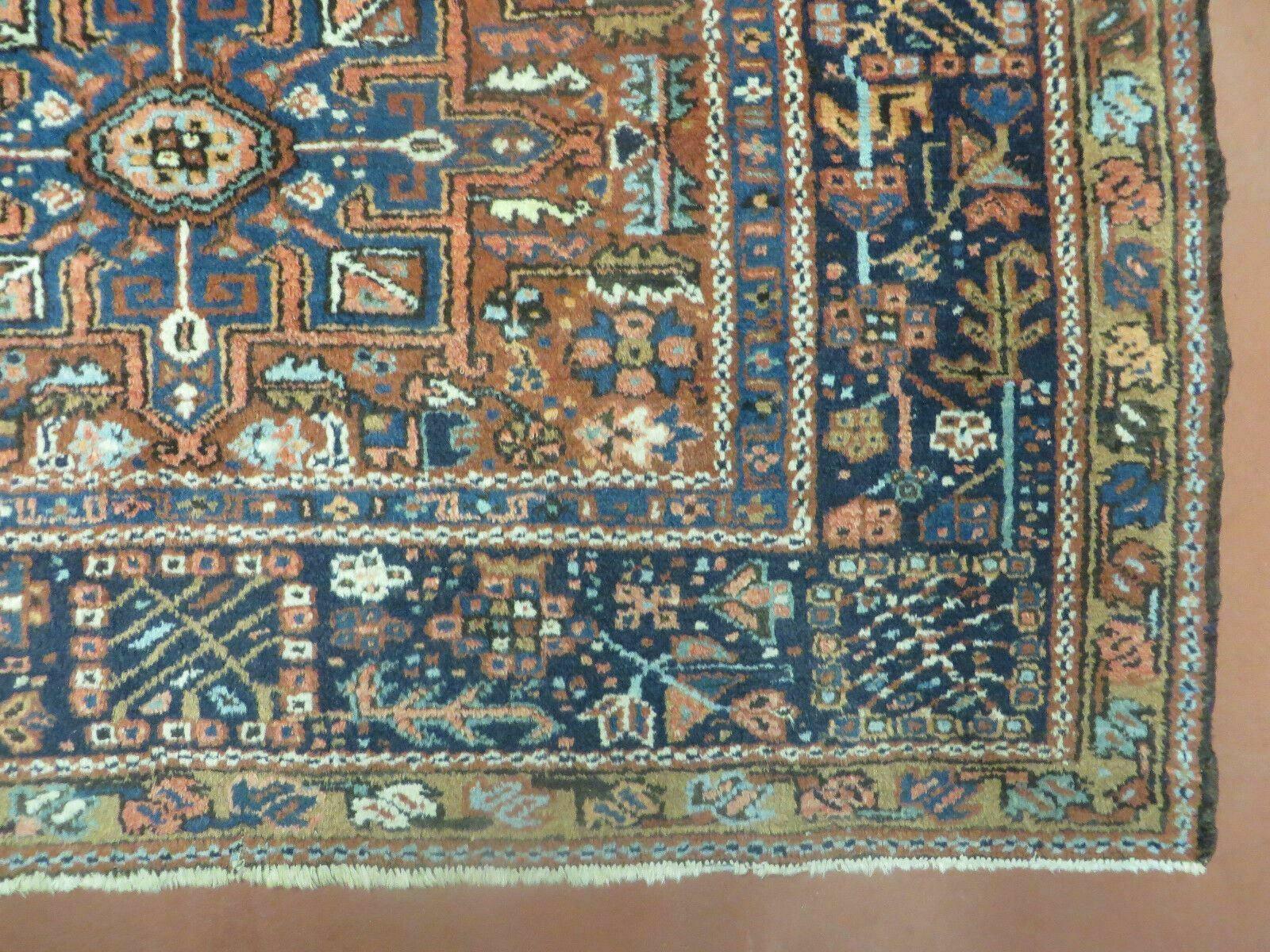 Persian Karajeh Rug 5x6, Antique Geometric Medallion Carpet