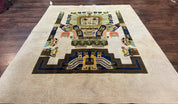 South American Rug 6x7, Unique Native American Design, Ivory, Ecuador Rug, Handmade Wool