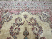 10x14 Karastan Kirman Rug #784 Pastel Ivory Kirman Medallion, Wool Antique Original 700 Series