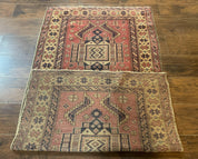Antique Turkish Sparta Rug 3x6, Geometric Caucasian Kazak Pattern, Handmade